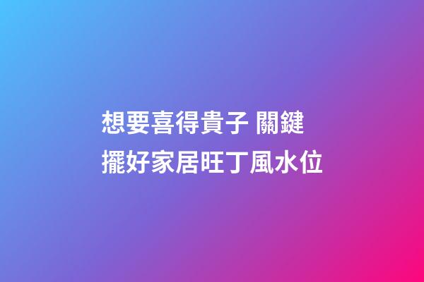 想要喜得貴子 關鍵擺好家居旺丁風水位